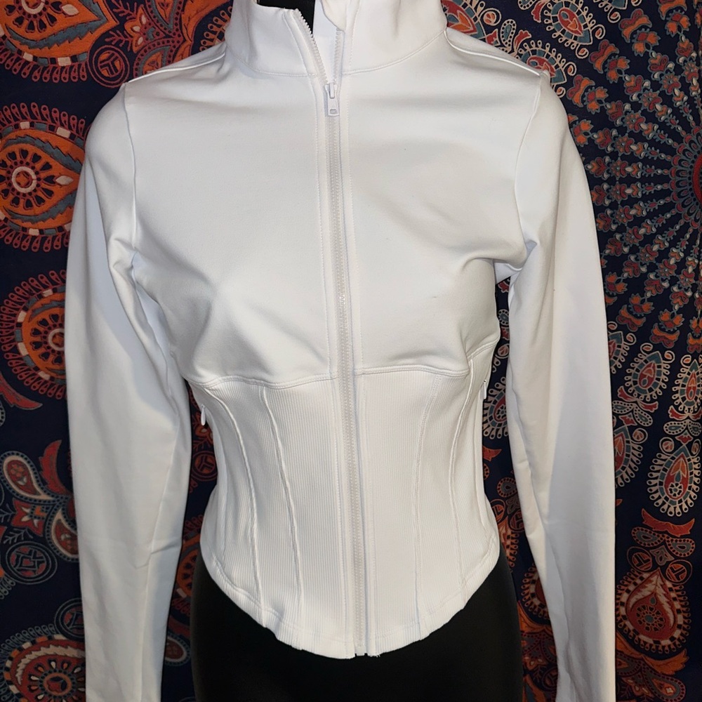 ALO Yoga White Corset Zip Up